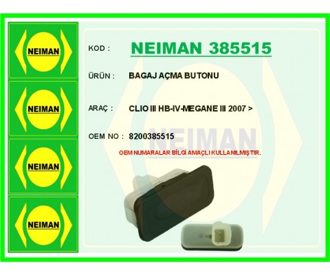 BAGAJ AÇMA BUTONU CLIO III HB-IV-MEGANE III 2007 >