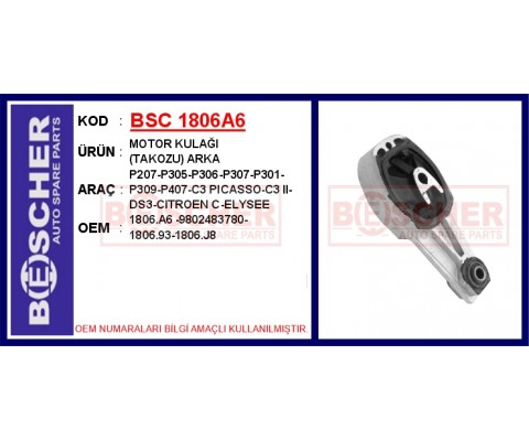 MOTOR KULAĞI TAKOZU ARKA P207-P305-P306-P307-P301-P309-P407-C3 PICASSO-C3 II-DS3-CITROEN C-ELYSEE