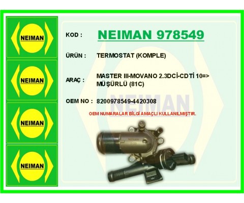 TERMOSTAT KOMPLE MASTER III-MOVANO 2.3DCİ-CDTİ 10 > MÜŞÜRLÜ 81C