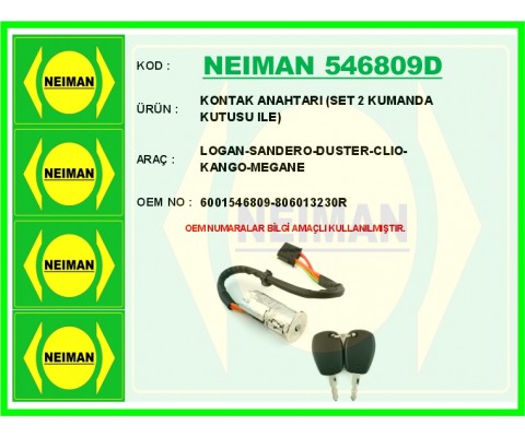 KONTAK ANAHTARI LOGAN-SANDERO-DUSTER-CLIO-KANGO-MEGANE SET 2 KUMANDA KUTUSU ILE