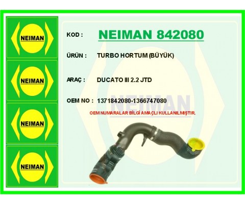 TURBO HORTUM BÜYÜK BOXER III-JUMPER III-DUCATO III 06> 2.2 JTD