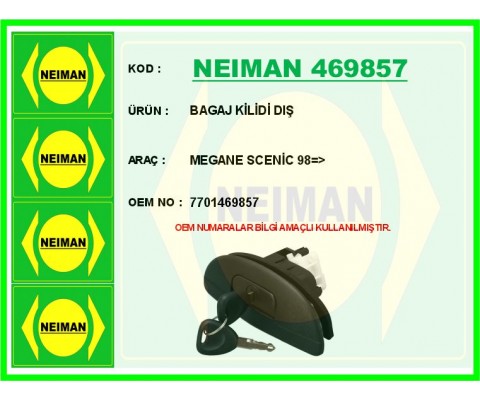 BAGAJ KİLİDİ DIŞ MEGANE SCENİC 98 >