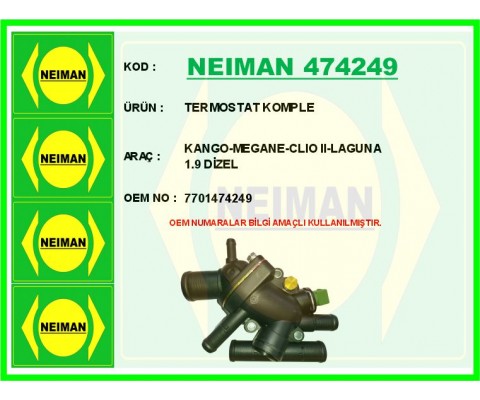 TERMOSTAT KOMPLE KANGO-MEGANE-CLIO II-LAGUNA 1.9 DİZEL