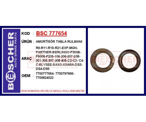 AMORTİSÖR TABLA RULMANI R9-R11--R19-R21-MGN I-LGN I-II-SOLENZA-SAFRANE I-II