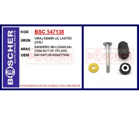 VİRAJ DEMİR UÇ LASTİĞİ ÇİVİLİ SANDERO 08>LOGAN 04> TÜM MOTOR TİPLERİ