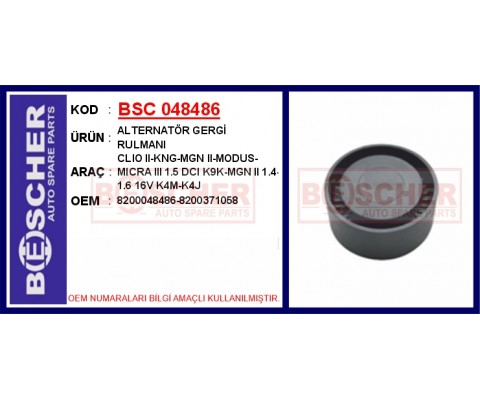 ALTERNATÖR GERGİ RULMANI CLIO II-KNG-MGN II-MODUS-MICRA III 1.5 DCI K9K-MGN II 1.4-1.6 16V K4M-K4J