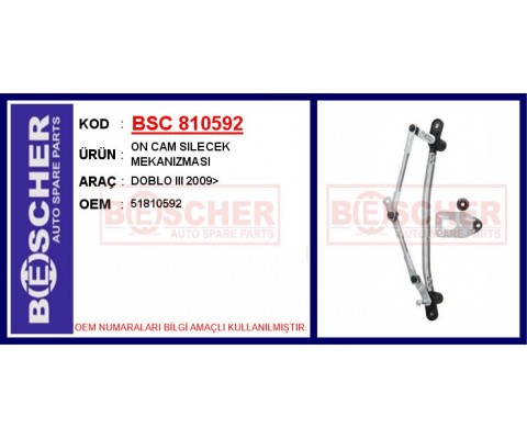 ÖN CAM SILECEK MEKANIZMASI FIAT DOBLO III 10> MOTORSUZ