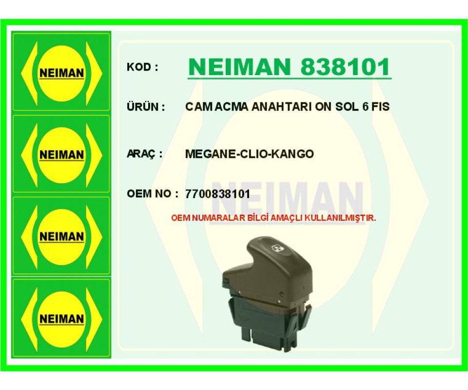 CAM ACMA ANAHTARI ON SOL 6 FIS MEGANE-CLIO-KANGO