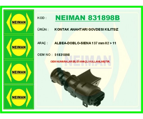 KONTAK ANAHTARI GOVDESI KILITSIZ ALBEA-DOBLO-SIENA 137 mm 02 > 11