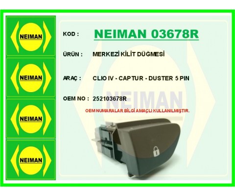 MERKEZİ KİLİT DÜĞMESİ CLIO IV - CAPTUR - DUSTER 5 PIN