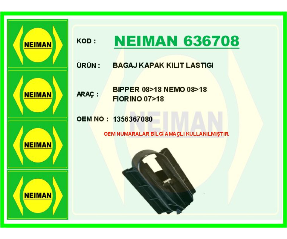 BAGAJ KAPAK KILIT LASTIGI BIPPER 08>18 NEMO 08>18 FIORINO 07>18