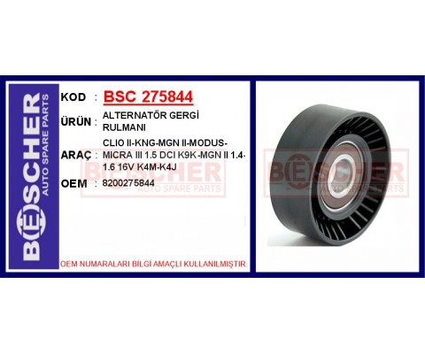 ALTERNATÖR GERGİ RULMANI RULMANI CLIO II-KNG-MGN II-MODUS-MICRA III 1.5 DCI K9K-MGN II 1.4-1.6 16V K