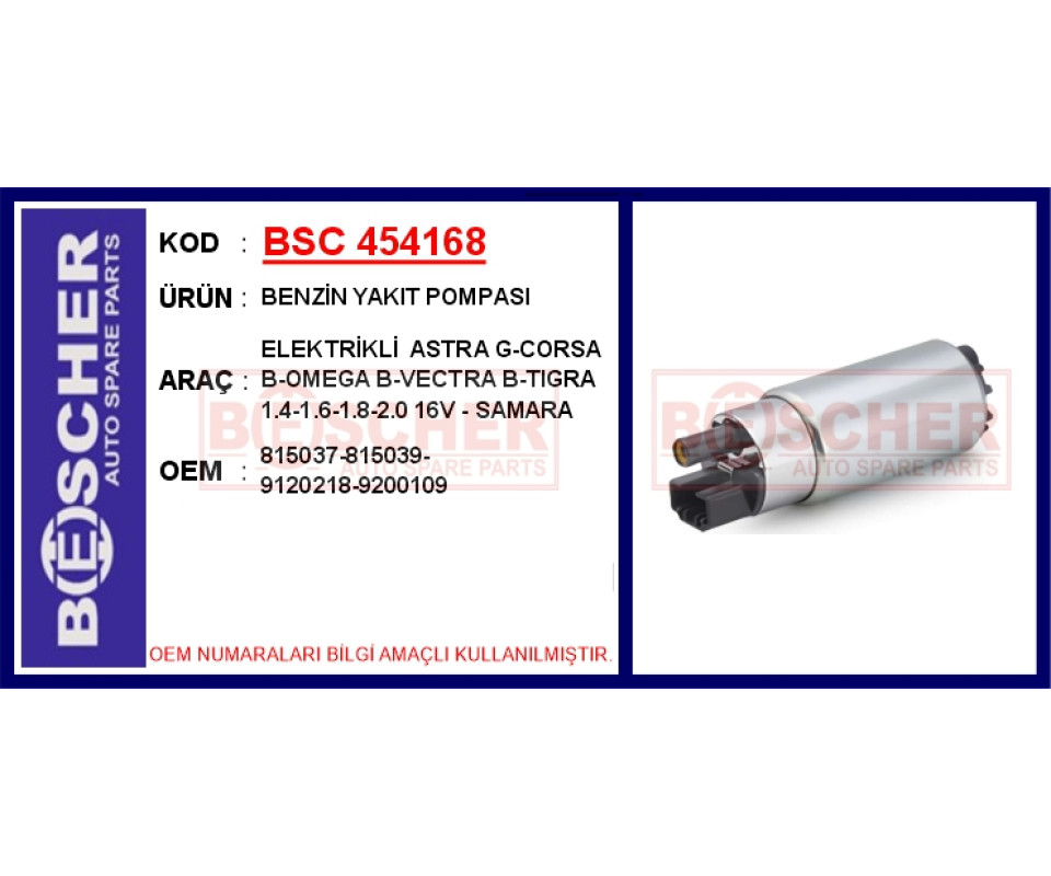 BENZİN YAKIT POMPASI ELEKTRİKLİ ASTRA G-CORSA B-OMEGA B-VECTRA B-TIGRA 1.4-1.6-1.8-2.0 16V - SAMARA