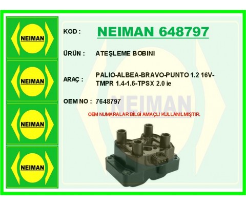 ATEŞLEME BOBINI PALIO-ALBEA-BRAVO-PUNTO 1.2 16V-TMPR 1.4-1.6-TPSX 2.0 ie