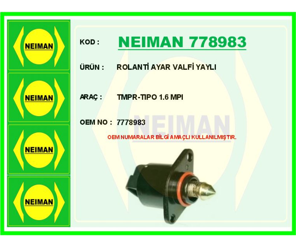 ROLANTİ AYAR VALFİ YAYLI TMPR-TIPO 1.6 MPI