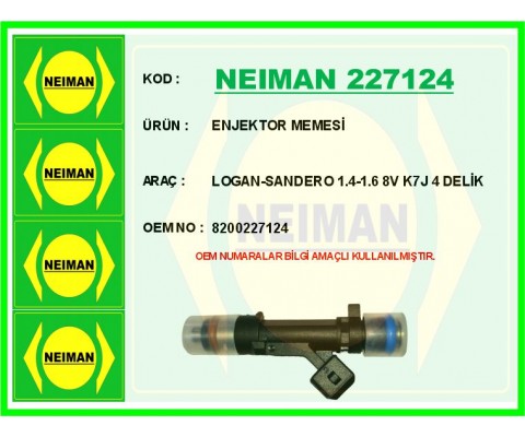 ENJEKTÖR MEMESİ RENAULT CLIO SYMBOL 02> DACIA LOGAN 06> SANDERO 08> 1.4-1.6-8 VALF K7J
