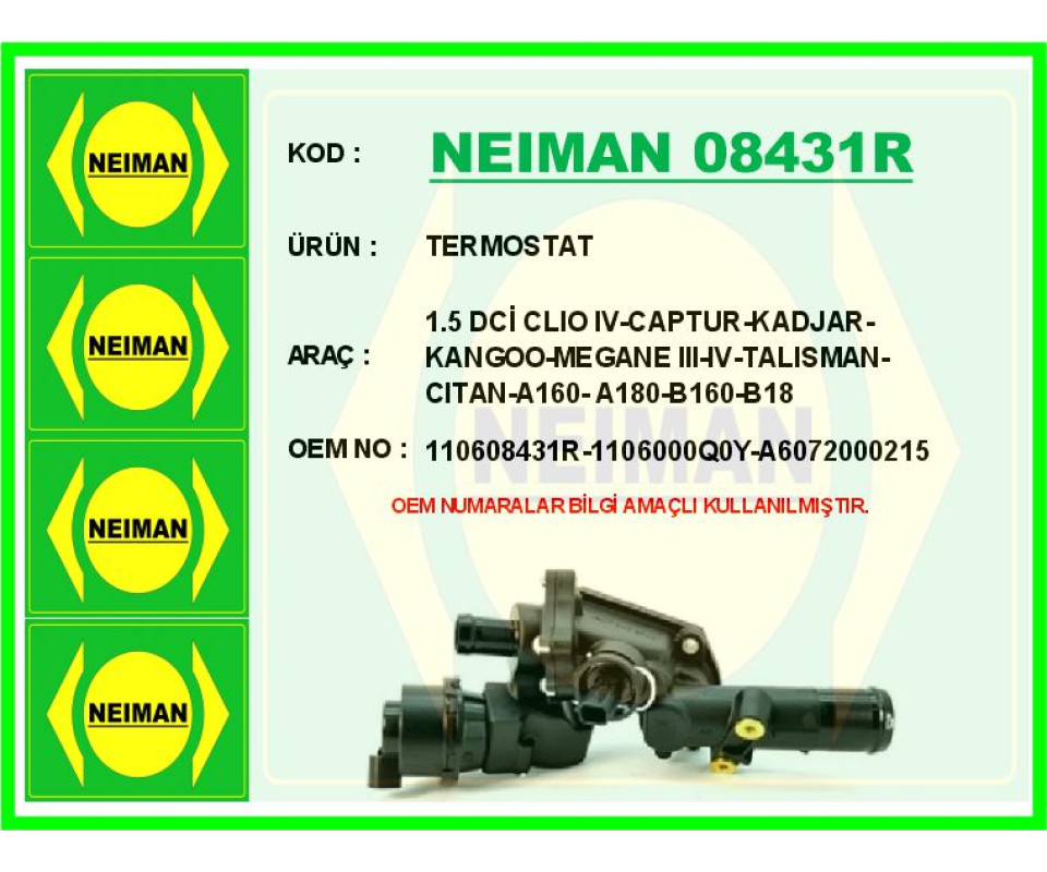 TERMOSTAT 83 C RENAULT SYMBOL III 14> MEGANE IV 16> CLIO IV 12> CAPTUR 13> DUSTER 12> DOKKER 12> 1. 5dCi K9K
