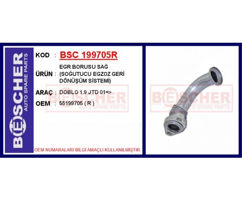 EGR BORUSU SAĞ SOĞUTUCU EGZOZ GERİ DÖNÜŞÜM SİSTEMİ DOBLO 1.9 JTD 01 >