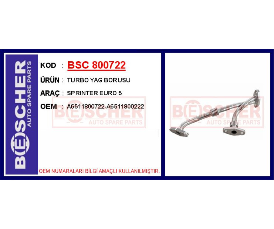 TURBOSARJ YAGLAMA BORUSU MERCEDES OM651 W204 C218 W212 C253 W166 X204 W447 B906 GERI DONUS