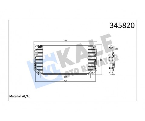 KLİMA KONDENSERİ COROLLA 1.6 Sİ-1.8 GT AE 101 92-97 692x342x20 AL/AL