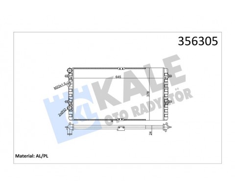 RADYATÖR SEAT CORDOBA-IBIZA II-INCA-VOLKSWAGEN CADDY II RADYATÖR AL/MKNK 645X378X24