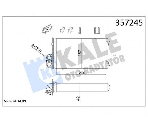 KALORİFER RENAULT TRAFIC II-OPEL VIVARO A-NISSAN PRIMASTAR 1.9/2.0/2.5DCI 01 CONTA İLAVELİ AL/MKNK 260X157X42 93198689
