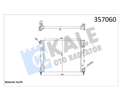 SU RADYATÖRÜ FIAT PANDA 1.3JTD 12 500-500C 1.3MTJ 1.4 16V 07 MT AC MEKANİK 480x416x24