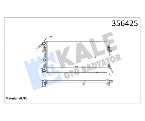 SU RADYATÖRÜ AUDI A1 10 SEAT IBIZA IV-TOLEDO IV 08 SKODA FABIA II-RAPID-ROOMSTER 06 VW POLO 09 1.2 1.6 1.9TDI 1.2 1.4TSI 1.2TFSI MT MEKANİK 649x342x23 6R0121253N-6RF121253