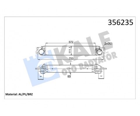 INTERCOOLER OPEL ANTARA 2.0CDTI 06 11-CHEVROLET CAPTIVA 2.0D 06 85MM AL/BRZ 572X97X85