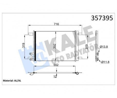 KONDENSER GOLF 14-PASSAT 14-AUDI A3 13-SEAT LEON 123-SKODA OCTAVI 12- AL/AL