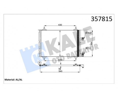 KLİMA RADYATÖRÜ KONDENSER PEUGEOT P307-P307 SW CITROEN C4-C5 2.0 HDI 01- AL/AL