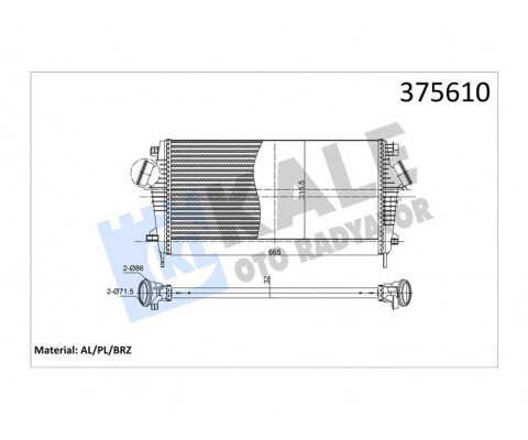 TURBO RADYATÖRÜ INTERCOOLER OPEL INSIGNIA A 1.6 CDTI 15 B16DTH B16DTJ BRAZING 665X315.5X32 OTOMATİK