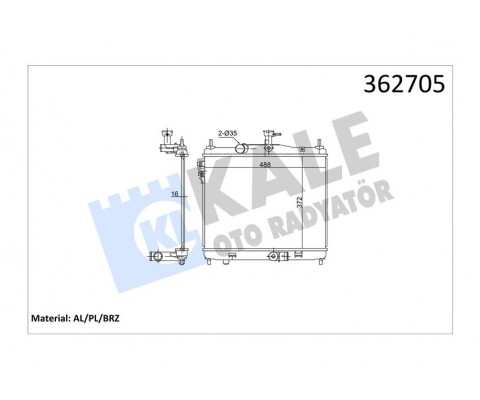 RADYATÖR HYUNDAI GETZ 1.5CRDI 06 MT AC-NAC BRAZING 372X488X16 SU RADYATÖRÜ