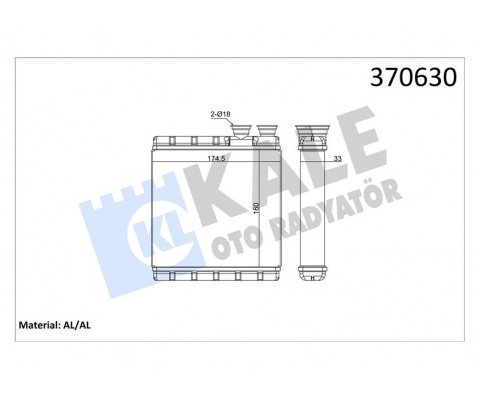 KALORİFER RADYATÖRÜ VW POLO T-CROSS-SEAT ARONA IBIZA V 1.0 1.5TSI 1.6TDI 17 AUDI 2.5 3.0 3.5 4.0TFSI 18 BORUSUZ BRAZING AL 160x174.5x33