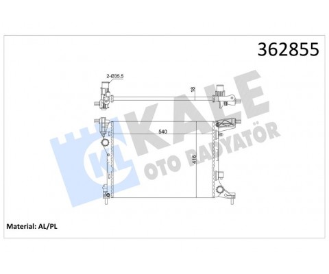 SU RADYATÖRÜ FIAT 500L 1.4 12 MT MEKANİK 540x416x18