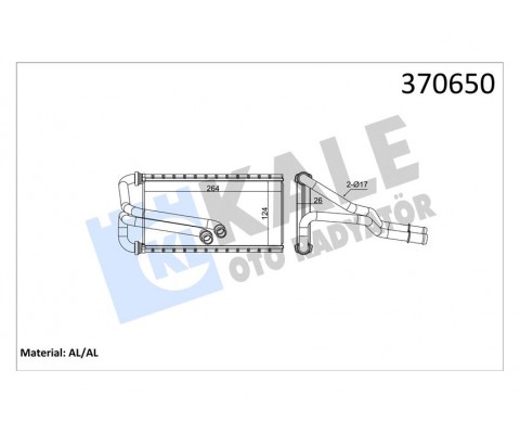 KALORİFER RADYATÖRÜ FORD FOCUS IV 20 BORULU BRAZING AL/AL 124X264X26