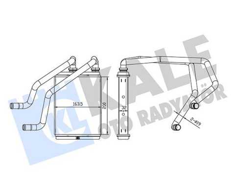 KALORİFER RADYATÖRÜ NISSAN X-TRAIL I 2.0 2.2DCI 2.0-2.2DCI 4X4 01 13 BORULU-KELEPÇELİ BRAZING AL-AL 200X163.5X32