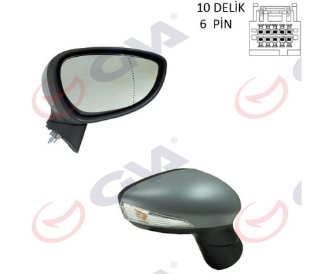 DIŞ DİKİZ AYNASI SOL FIESTA 12 17 ELEKTRİKLİ ISITMALI SİNYALLİ ASTARLI ASFERİK 6 FİŞ VM-6326EHPAL