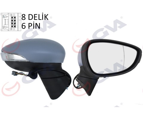DIŞ DİKİZ AYNASI SAĞ FIESTA 08 14 ELEKTRİKLİ ISITMALI SİNYALLİ ASTARLI 6 FİŞ VM-6313EHPAR
