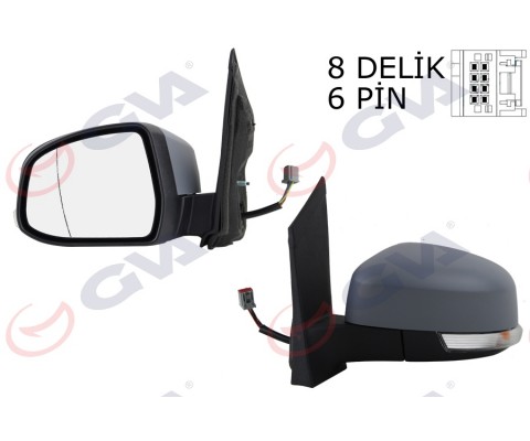 DIŞ DİKİZ AYNASI SOL FOCUS 08 ELEKTRİKLİ ISITMALI SİNYALLİ ASTARLI ASFERİK 6 FİŞ VM-6304EHPAL