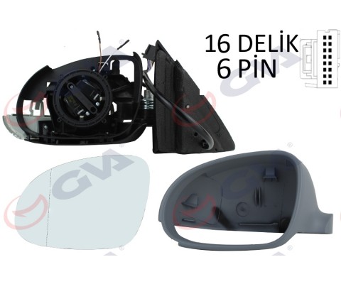 DIŞ DİKİZ AYNASI SOL JETTA 04 GOLF V 05 ELEKTRİKLİ ISITMALI SİNYALLİ ASTARLI ASFERİK 7 FİŞ VM-381EHPAL