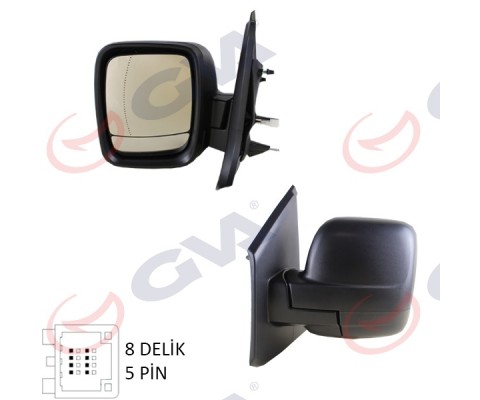 DIŞ DİKİZ AYNASI SOL TRAFIC-VİVARO 14 ELEKTRİKLİ ISITMALI DESENLİ ASFERİK 5 FİŞ VM-976EHAL