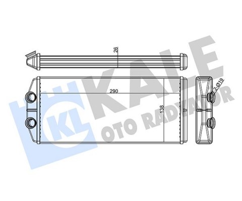 KALORİFER RADYATÖRÜ PARTNER 08 BERLINGO 08 1.6 HDI-VTI P407 04 C4 06 C5 08 1.6 HDI-THP 290X129X26 AL