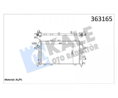 BRAZING VERSİYONU KL371300 OPEL ASTRA H 1.3/1.7/1.9 CDTI 04 ZAFIRA 1.7/1.9 CDTI 05 MT AC/NA C MEKANİK 605X376.5X23 SU RADYATÖRÜ