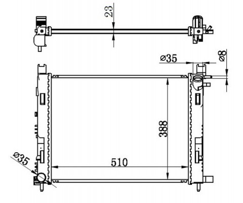 MOTOR SU RADYATORU CAPTUR I 12 CLIO IV 12 DOKKER 12 SYMBOL III 14 SANDERO II 12 0.9 TCE 1.2 TCE 1.5 DCI 1.6 506x414x18 BRAZİNG