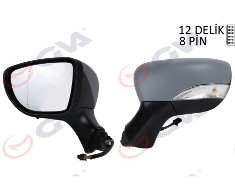DIŞ DİKİZ AYNASI SOL CLIO 12 ELEKTRİKLİ ISITMALI ASTARLI SİNYALLİ ASFERİK VM-6126EHPAL