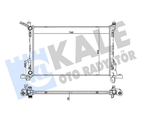 RADYATÖR TRAFIC 1.6/2.0DCI 14 VIVARO B 1.6CDTI-TALENTO 1.6D 16 MT 26MM AL/BRZ 748X468X26 -93868353