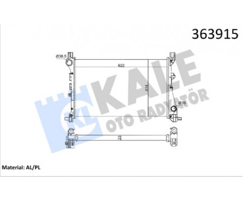 MOTOR SU RADYATÖRÜ FIAT EGEA 15 1.3D MTJ 1.4 MEKANIK AC 622x414x23 BRAZING VERSIYONU KL 348440