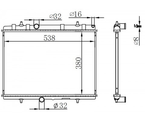 RADYATÖR 307-407-C4-C5-BERLINGO-PARTNER1.6-1.8-2.0 HDİ AC KLİMASIZ MEK 380x552x26