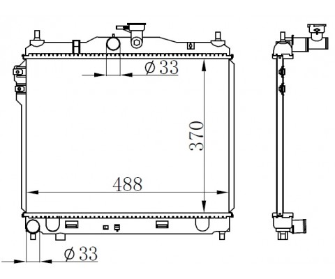 RADYATÖR BRAZİNG GETZ 03-05 1.3-1.6 MEK AC KLİMASIZ 370x488x16